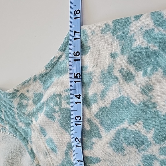 Colsie Jumpsuit Overalls Coveralls Crop Sleeveless Pockets Tie-Dye Green White M - Picture 9 of 14